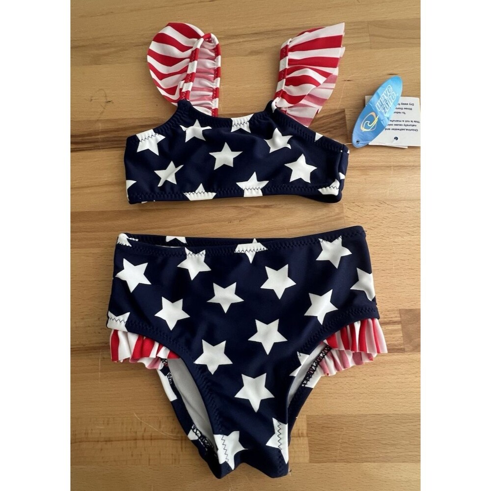 Wave Zone 2 piece bikini Stars Stripes Red White Blue Size 18M